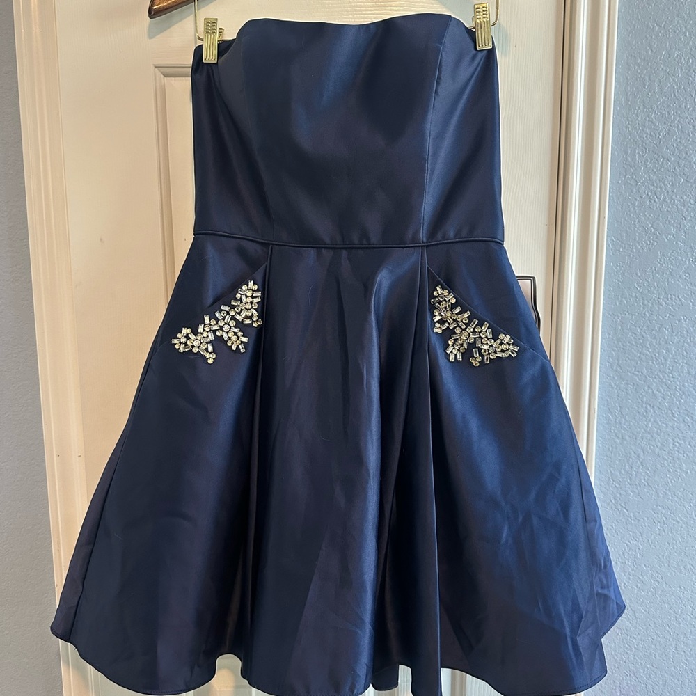 Blondie Nites satin fit and flare dress